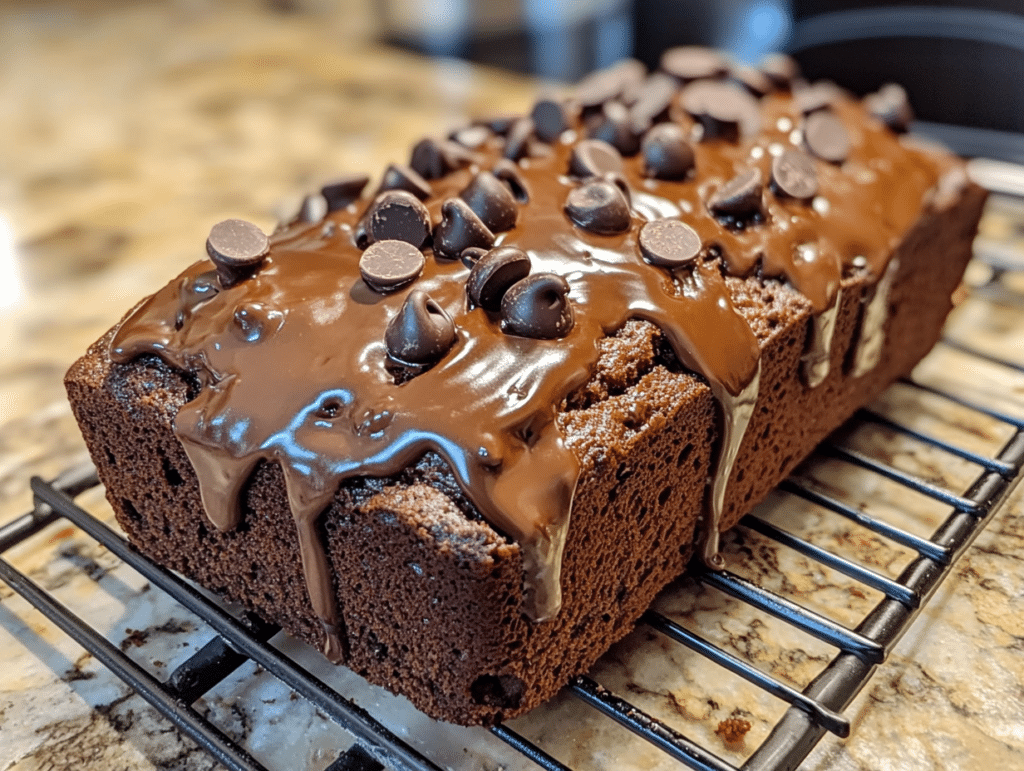 Moist chocolate banana bread with chocolate chips