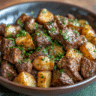 Garlic Butter Beef Bites and Potatoes